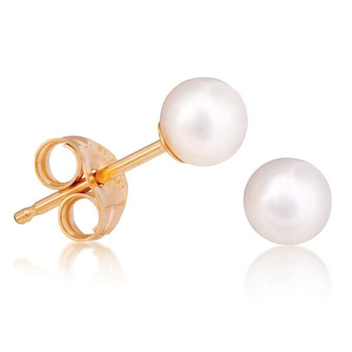 14K Yellow Gold 8mm Pearl Studs