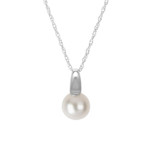 14K White Gold 6mm Pearl Pendant 