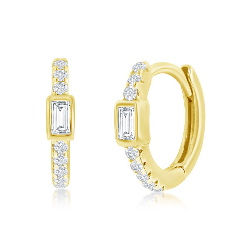 Gold-Plated CZ Huggie Hoops