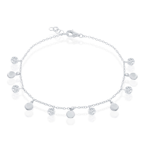Sterling Silver Dangling Disc Bracelet