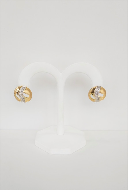 14K Yellow Gold Antique Diamond Button Earrings 