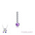 Sterling Silver Long Charm Pendant-Amethyst & CZ
