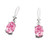 10K White Gold Birthstone Dangles-Pink Sapphire/October