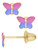Children's 14K Yellow Gold Pink & Blue Enamel Butterfly Studs