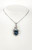 14K White Gold London Blue Topaz and Diamond Floral Pendant