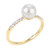 14K Yellow Gold Akoya Pearl Ring w/ Diamond Band