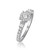 14K White Gold Round & Baguette Diamond Engagement Ring