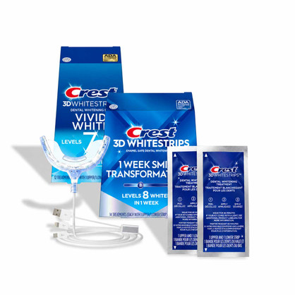 Crest 3D Whitestrips 1 Week Smile Transformation & Vivid White + LED Bundle - Unboxed  (formerly Glamorous White)