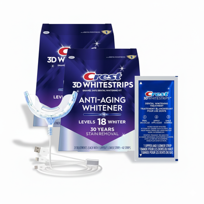 [TWIN] Crest 3D Whitestrips Anti-Aging Whitener + LED Whitening Light Bundle – Unboxed (formerly Radiant Express)