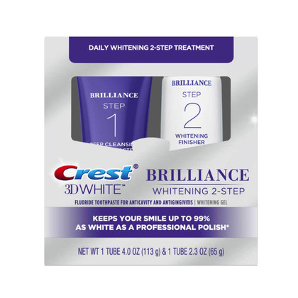 Crest 3D White Brilliance 2 Step Premium Toothpaste and Whitening Gel System