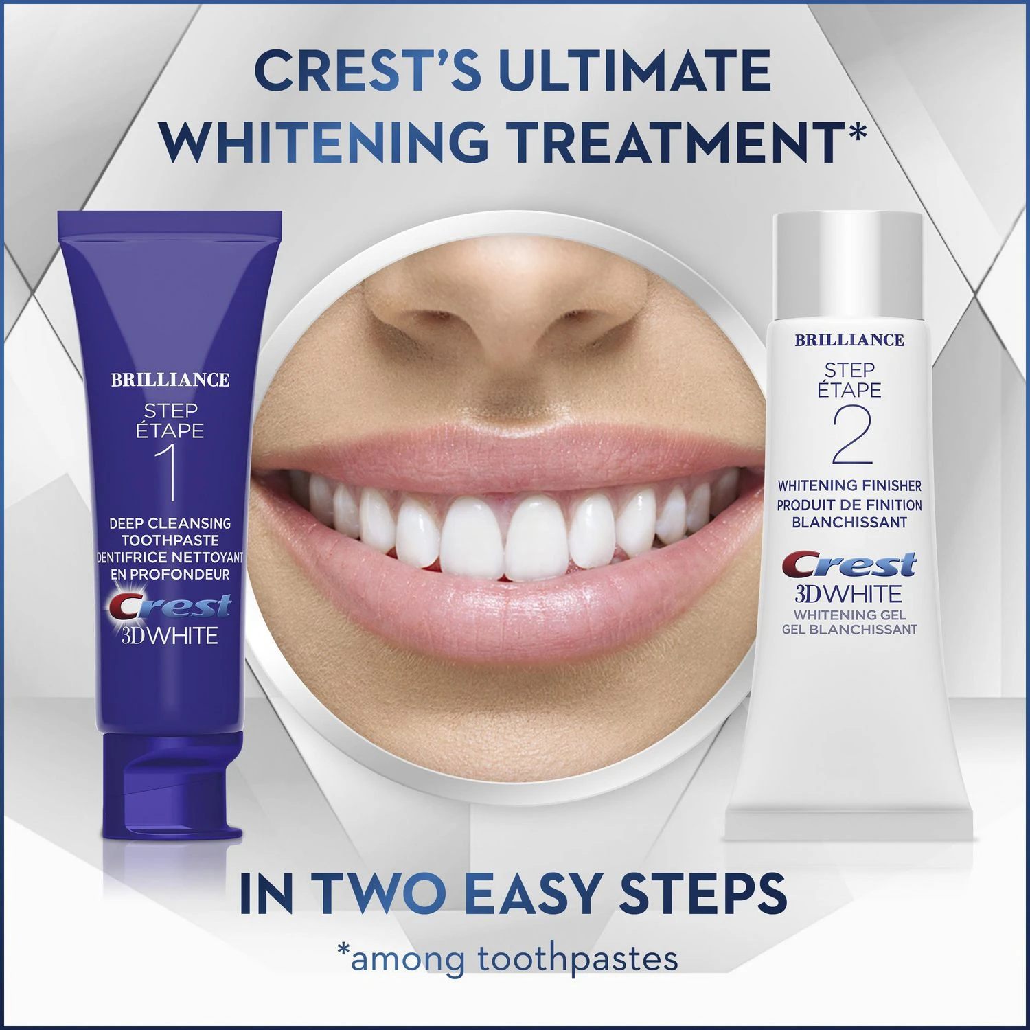 Crest 3D White Brilliance 2 Step Toothpaste and Whitening Gel System box