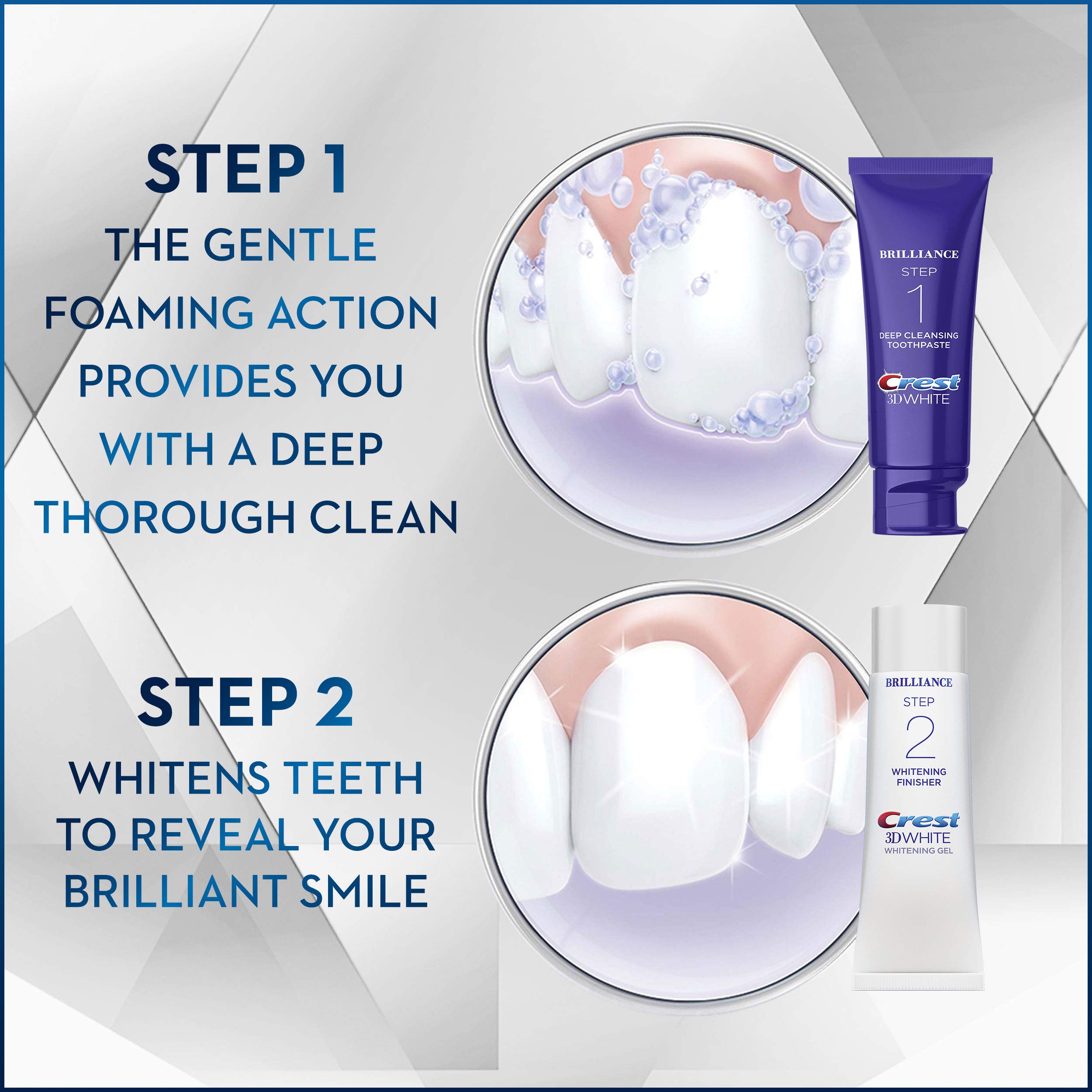 Crest 3D White Brilliance 2 Step Toothpaste and Whitening Gel System usage