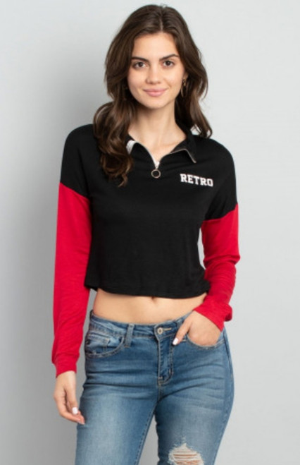 Black Red Retro Long Sleeve shirt