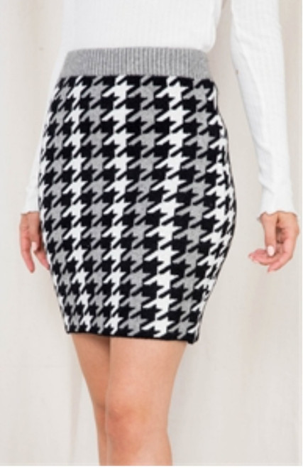 Hound tooth gray/black white sweater skirt