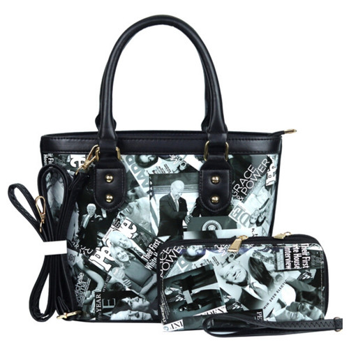 Black/ White Kamala, Biden & Obama Handbag set