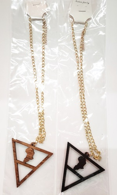 Wood Triangle African Gold Necklace