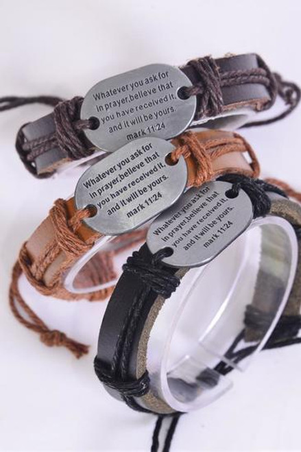 Mark 11:24 Spiritual Leather Bracelet