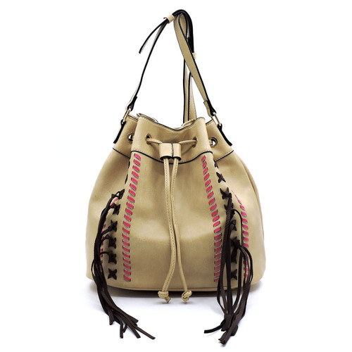 Tan Draw String Handbag