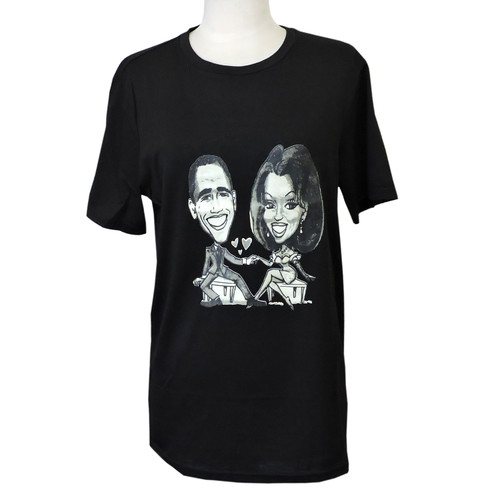 Black Obama/ Michelle Funny Character T-shirt {Med)