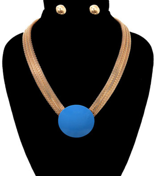 Blue/ Gold  Chain Necklace se