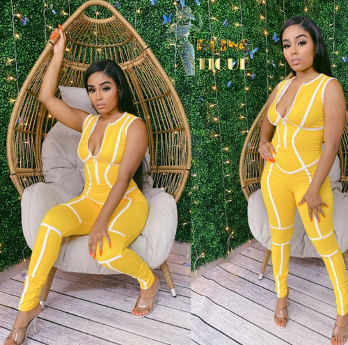 Yellow/white jumpsuit