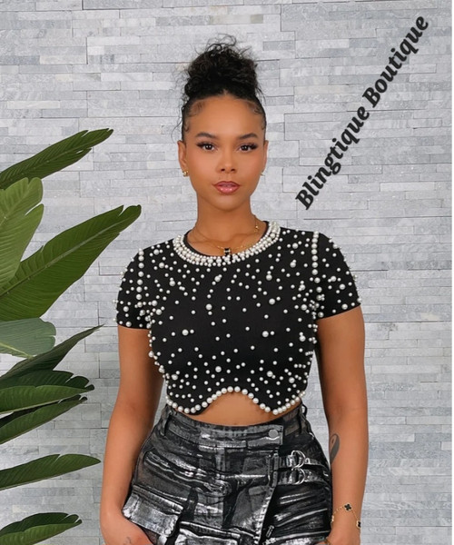 Black Pearl short sleeves crop shirt