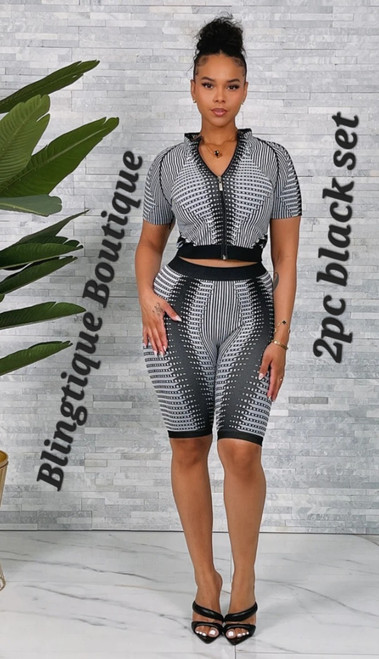 Black/white 2pc short set