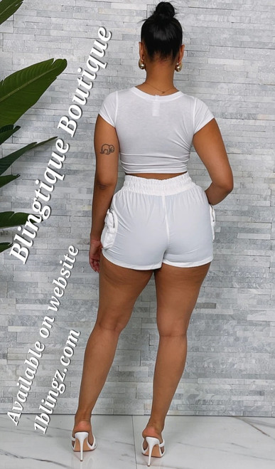 White cargo shorts