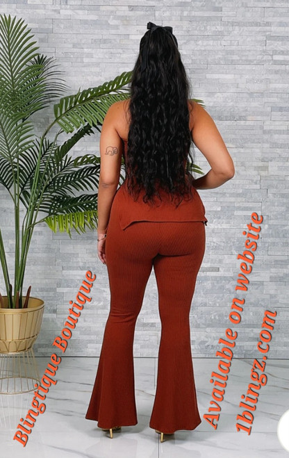2pc Rust halter Ribbed set