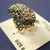 Elephant Antique Gold Ring gunmetal stones- size 6