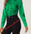 Green Satin Long sleeves A-line cut shirt