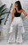 White lace satin ruffle pants