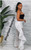 White lace satin ruffle pants