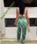 Green Printed Fringe Side high waist Pants