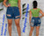 Distressed denim shorts