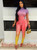 Print colorful mockneck belt jumpsuit