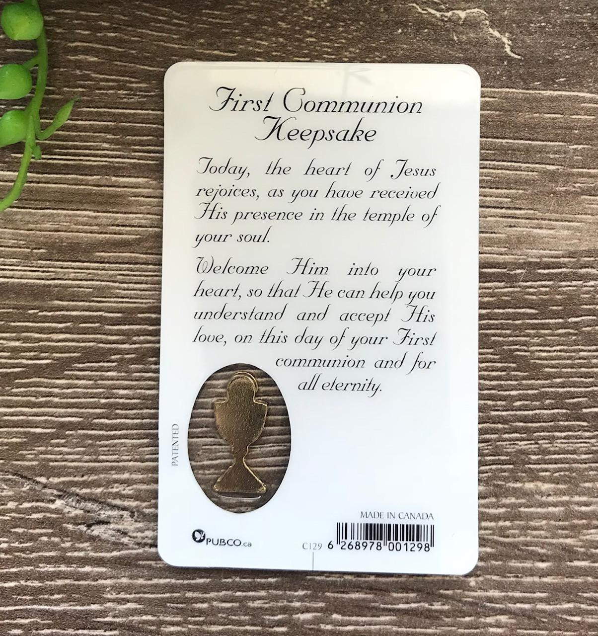 First Holy Communion Laminated Holy Card with Medal By Gifted Memories ...