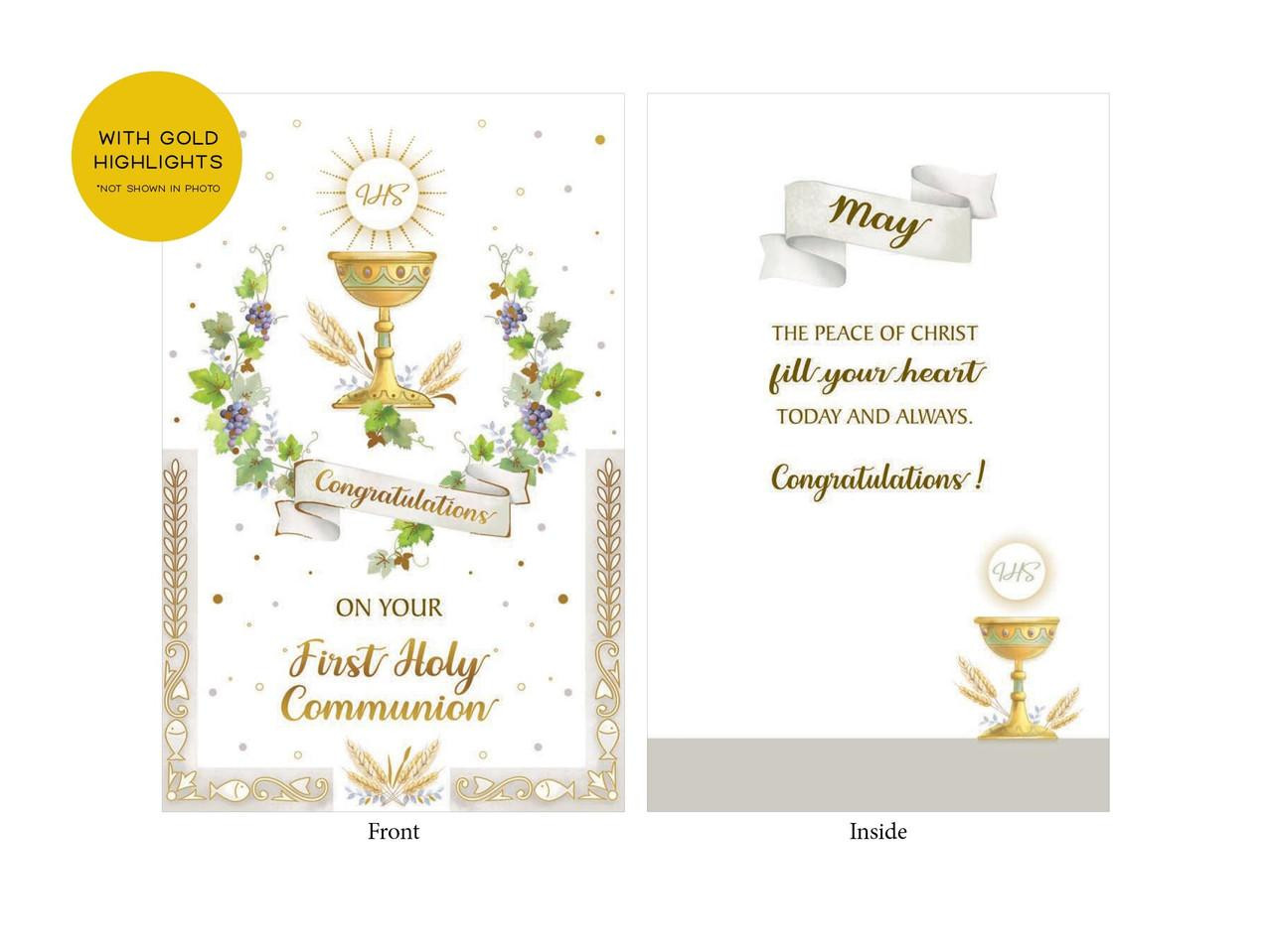 First Holy Communion Card Gold Foil | Eucharist Design Australia
