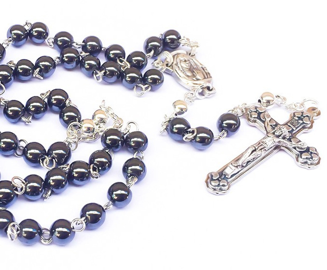 Catholic White Pearl Rosary Beads Prayer Necklace Crucifix Holy Land – The  Peace Of God®