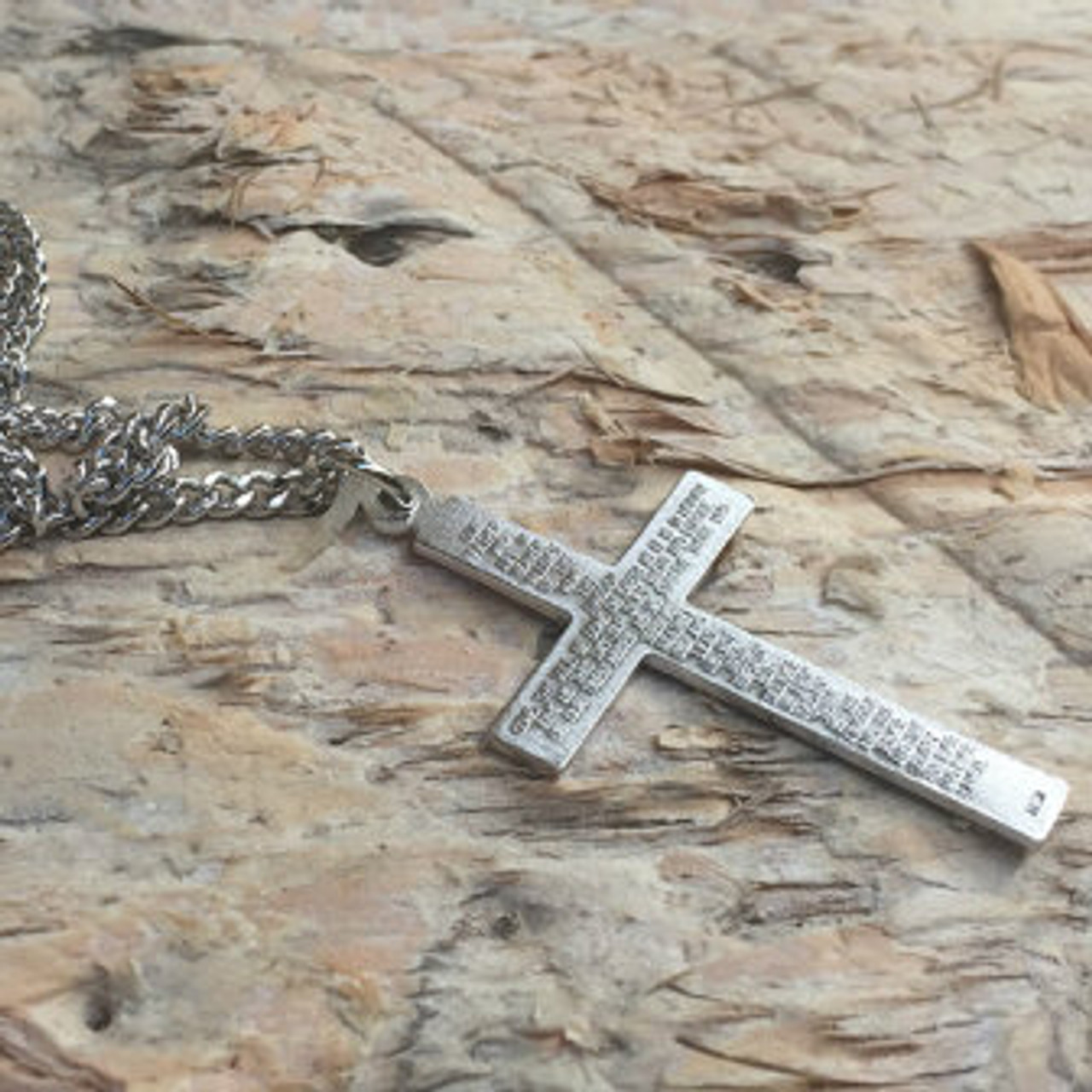 Stainless Steel Polished The Lord's Prayer Large Cross Chain Necklace – LSJ