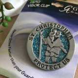 St Christopher Round Visor Clip