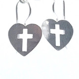 sterling silver heart and cross earrings girls communion gift