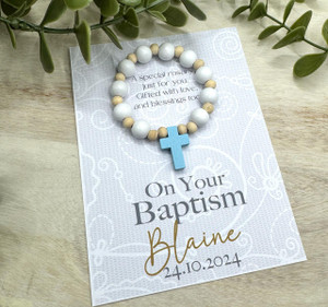 Personalised Baptism Wooden One Decade Rosary Beads Personalised Baptism Wooden One Decade Rosary Beads