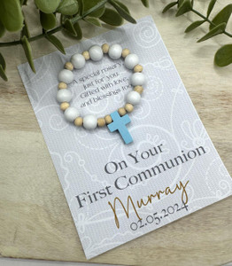 Personalised First Holy Communion Wooden One Decade Rosary Beads Personalised First Holy Communion Wooden One Decade Rosary Beads