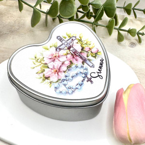 Personalised Heart Rosary Tin Personalised Heart Rosary Tin