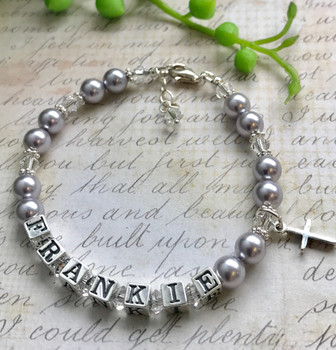 baptism bracelet for girls, personalised christening gift, first communion bracelet, confirmation gift for girl, Swarovski pearl baptism jewellery, sterling silver baptism bracelet, religious keepsake for girls, cross charm bracelet child, girls faith jewellery, Catholic baptism gift