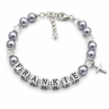  Girls Personalised Baptism Bracelet - Catholic Gift For Girls 