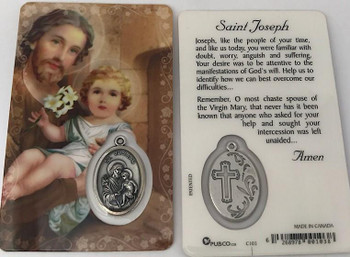  Saint Joseph Laminated Holy Card with Medal 