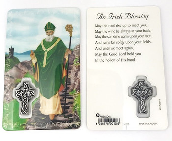 Saint Patrick Laminated Holy Card with medal