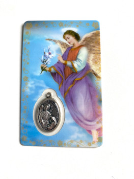 Saint Gabriel Laminated Holy Card with medal
